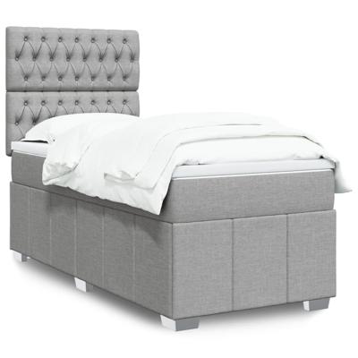 Boxspring met matras stof lichtgrijs 80x200 cm