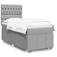 Boxspring met matras stof lichtgrijs 80x200 cm