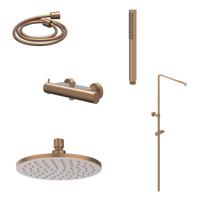 Regendoucheset IVY Bond Opbouw Thermostatisch 25 cm Medium Staaf Handdouche Geborsteld Mat Koper PVD