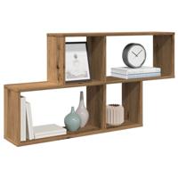 Wandschap 100x18x53 cm bewerkt hout artisanaal eikenkleurig