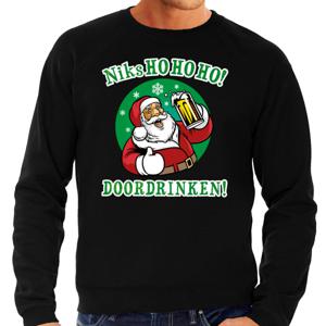 Foute kersttrui/sweater - zwart - Niks ho ho ho doordrinken bier - voor heren