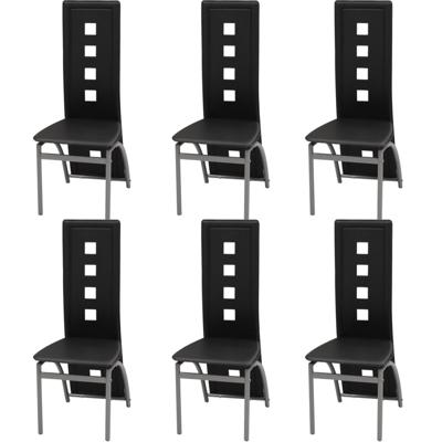 Eetkamerstoelen 6 st kunstleer zwart