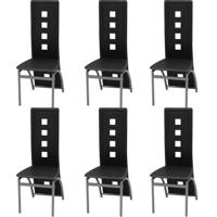 Eetkamerstoelen 6 st kunstleer zwart