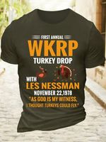 Men's Cotton First Annual WKRP Turkey Drop With Les Nessman November 22 1978 T-Shirt - thumbnail