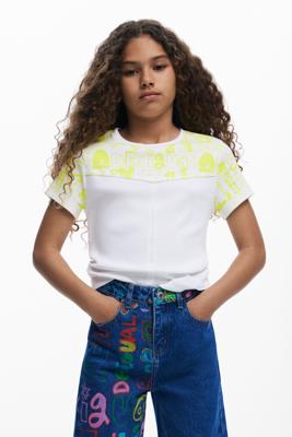T-shirt met korte mouwen en lettering - YELLOW - 11/12