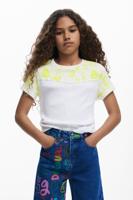 T-shirt met korte mouwen en lettering - YELLOW - 3/4