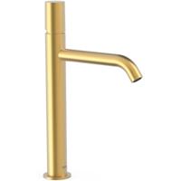 Wastafelkraan Tres Study | Opbouw | Mengkraan | Hoog model | 1-knop | Rond | 24k Goud mat