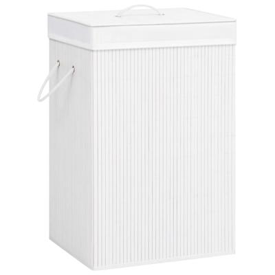 VidaXL Wasmand met 2 vakken 72 l bamboe wit