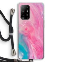 Roze explosie: Oppo A95 5G Transparant Hoesje met koord