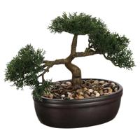 Atmosphera Kunstplant Bonsai boompje - 23 cm - in keramische - nepplant - boom