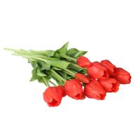 Kunst tulpen boeket Sally - 7x stuks - rood - real touch - 47 cm - kunst zijdebloemen