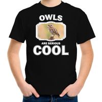 Dieren steenuil t-shirt zwart kinderen - owls are cool shirt jongens en meisjes XL (158-164)  -