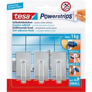 Powerstrips chroom haken small Tesa 3 stuks - Handdoekhaakjes