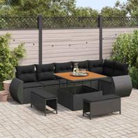 Tuinbankenset 9 pcs Zwart poly rattan