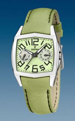 Festina horlogeband F16263-5 Leder Groen + groen stiksel