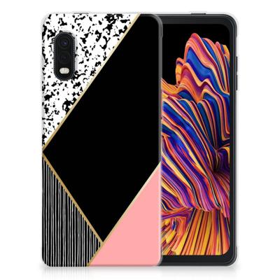 Samsung Xcover Pro | TPU Hoesje | Zwart Roze Vormen