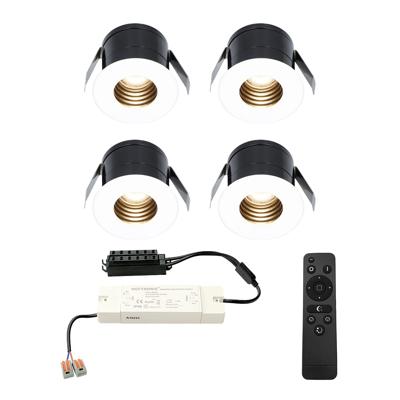 Set van 4 Betty LED Mini Inbouwspots met Trafo - 12 Volt 3 Watt 140 lumen - Dimbaar - Verzonken - Plat 37mm - 2700K - IP44 waterdicht - Wit - Veranda spotjes - overkapping spotjes