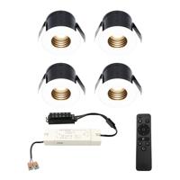 Set van 4 Betty LED Mini Inbouwspots met Trafo - 12 Volt 3 Watt 140 lumen - Dimbaar - Verzonken - Plat 37mm - 2700K - IP44 waterdicht - Wit - Veranda spotjes - overkapping spotjes