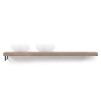 Looox Wooden Base Shelf solo L 200 cm, eiken old grey, handdoekhouders geborsteld rvs - thumbnail