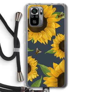 Sunflower and bees: Xiaomi Redmi Note 10S Transparant Hoesje met koord