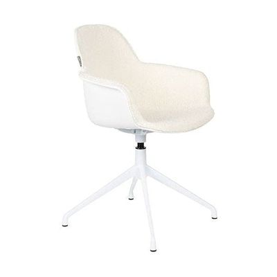 Zuiver Albert Kuip eetkamerstoel met arm swivel gestoffeerd Wit