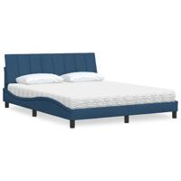 Bed met matras "Hanko" stof blauw 160x200 cm