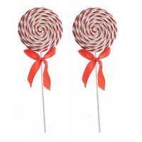 8x Hang kerstdecoratie foam lolly glitter wit/rood 28 cm - thumbnail