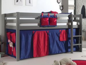 Bed ALIZE halfhoogslaper 90x200 cm grijs pijnboom tent Domino