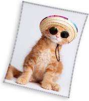 Sweet Home fleeceplaid coole cat 150x200cm polyester