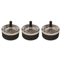 3x stuks ronde draaiasbak/drukasbak zwart/chroom 11 cm