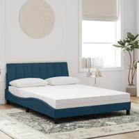 Bed met matras "Hanko" fluweel blauw 140x200 cm