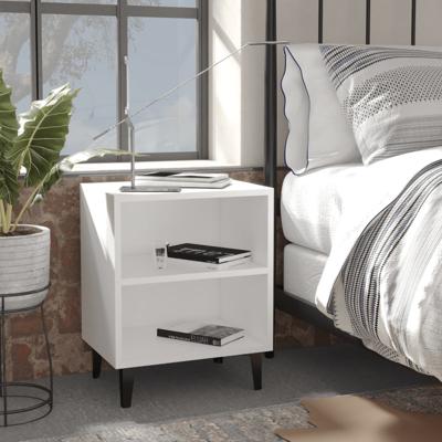 Nachtkastjes 2 st met metalen poten 40x30x50 cm wit
