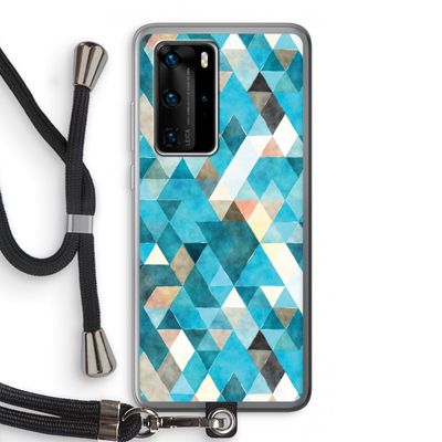 Gekleurde driehoekjes blauw: Huawei P40 Pro Transparant Hoesje met koord
