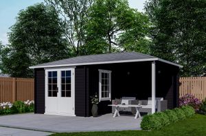 Interflex 3030Z Blokhut 576x300 cm 40 mm vuren gecoat- Puntdak- Hout- Interflex