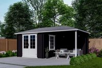 Blokhut 3030Z 576x300 cm - gecoat- Puntdak- Hout- Interflex