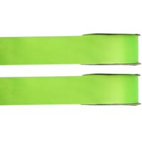 Hobby/decoratie sierlint - 2x - satijn - limegroen - 1,5 cm/15 mm x 25 meter - cadeaulint
