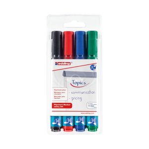 edding 380/4 S flipovermarker set - assorti 4 stuks: zwart, rood, blauw, groen - 1,5-3mm