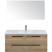 Seville Badmeubelset 120 cm - 2 Laden Natuur Eiken - Wastafel Enjoy Enkel met Spiegel