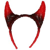 Halloween diadeem - duivel hoorntjes - rood/zwart - kunststof - tiara/haarband