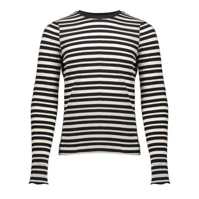 Geisha winter top meisjes - zwart/wit - ajour - longsleeve, gestreept