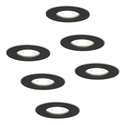 Set van 6 Bari LED inbouwspots - 5 Watt 400 lumen - 6000K daglicht wit - GU10 - Dimbaar - Rond - IP65 waterdicht - Zwart - Voor binnen, buiten en badkamer