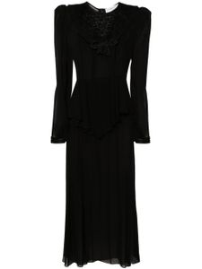 Alessandra Rich robe longue à col à jabot - Noir