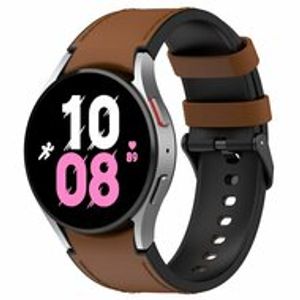 leer + siliconen bandje - Maat: large - Bruin - Samsung Galaxy Watch 4 - 40mm & 44mm