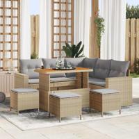 Tuinbankenset 9 pcs Beige poly rattan