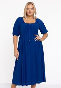 Yoek Jurk met gesmokte taille | Indigo | Maat 38/40