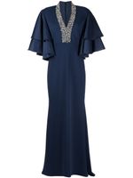 Badgley Mischka robe longue à détails de perles - Bleu - thumbnail