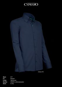 Giovanni Capraro 917-55 Heren Overhemd - Navy [Groen accent]