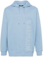 Balmain hoodie en coton à logo embossé - Bleu