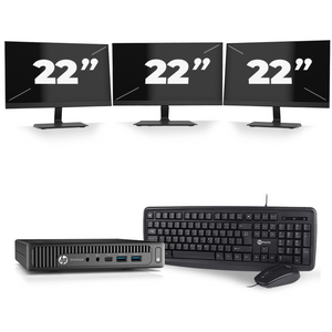 HP EliteDesk 800 G2 USFF - Intel Core i7-6e Generatie - 16GB RAM - 256GB SSD - Windows 11 + 3x 22 inch Monitor