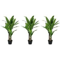 Kunstplant drakenbloedboom - 3x - in pot - Dracaena - 105 cm